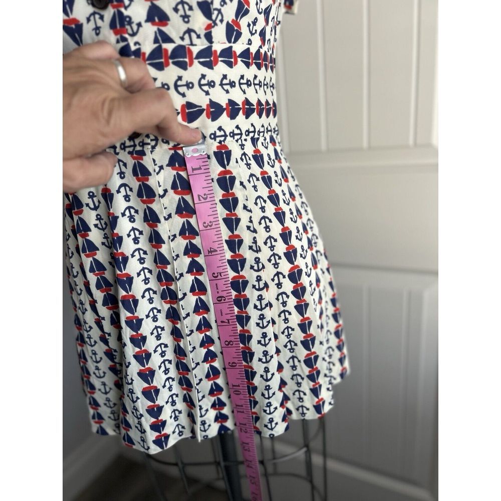 Vintage 60s Sailor Nautical Style Sleeveless Mini Dress Scooter Skirt Small - Picture 16 of 16